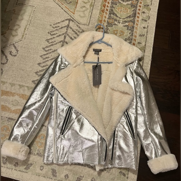 Metallic Silver Moto Jacket NWT - Picture 2 of 5